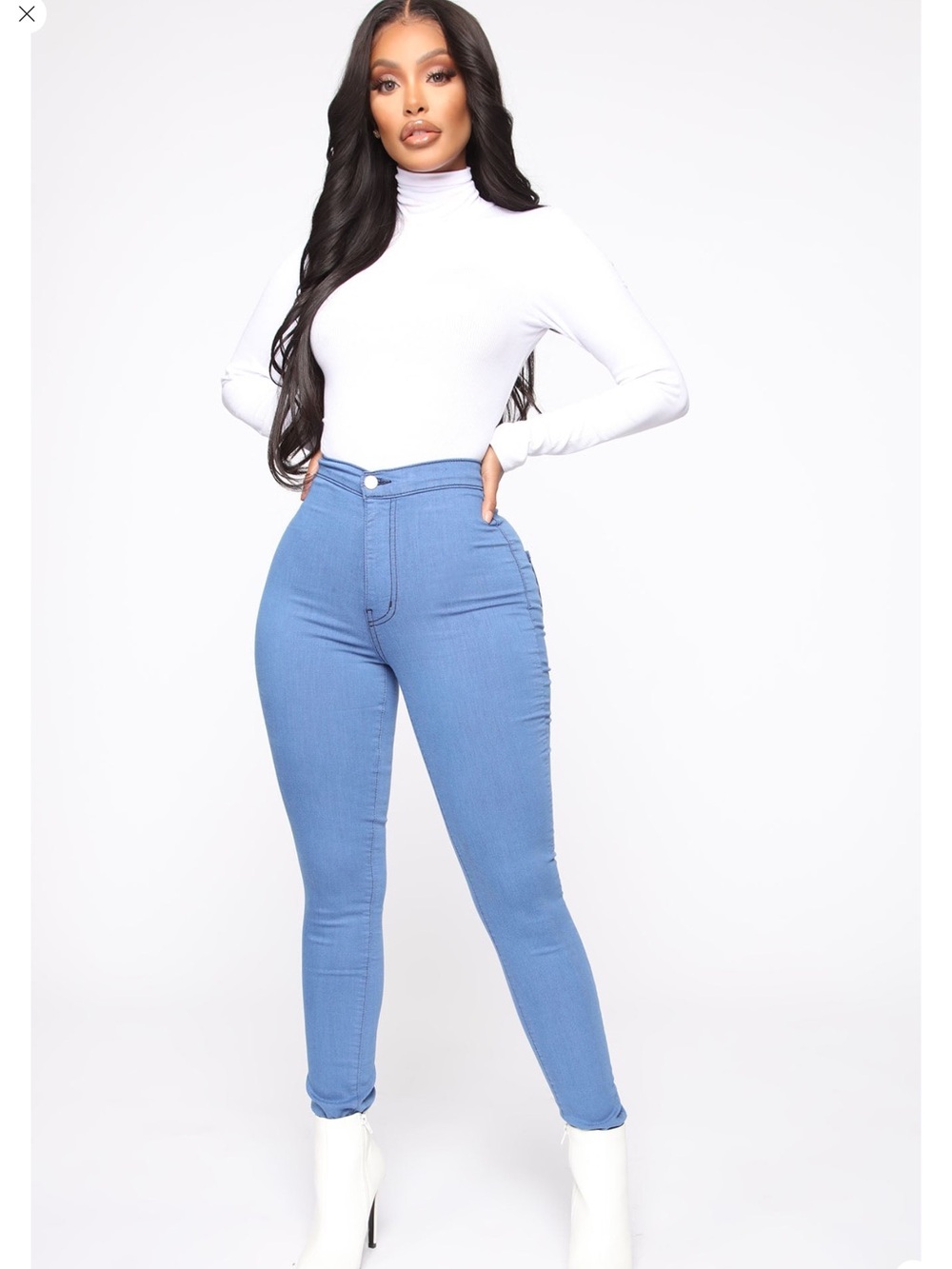 Fashion Nova Light Blue High-Rise Skinny Jeans